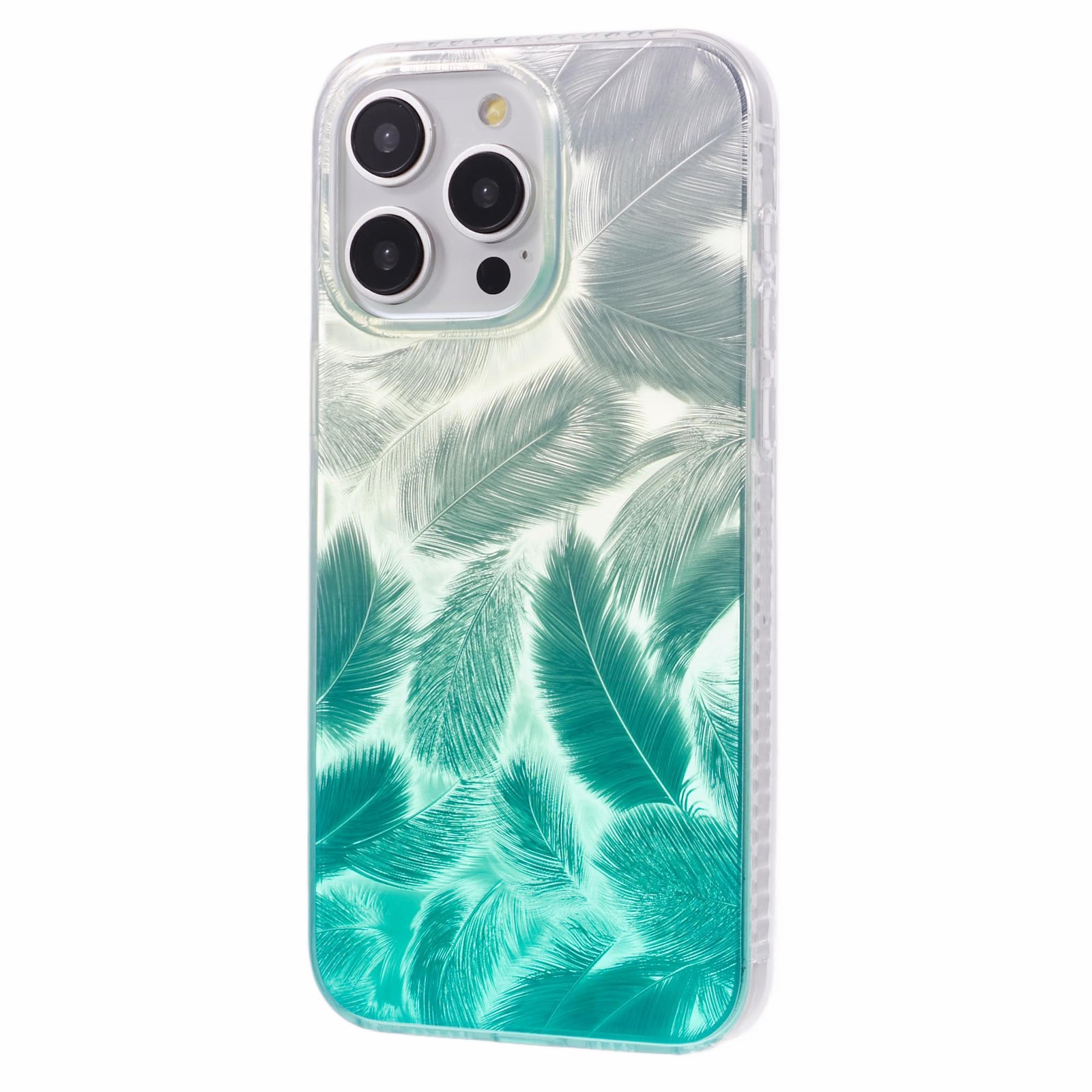 MP Series For iPhone 13 Pro Case TPU+Acrylic Gradient Feather Pattern IMD Phone Cover MP Series For iPhone 13 Pro Case TPU+Acrylic Gradient Feather Pattern IMD Phone Cover